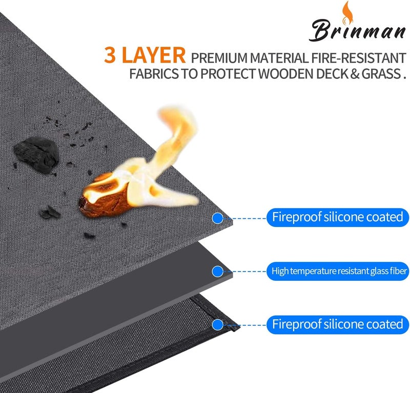 Brinman Large Under Grill Mat,Fireproof Grill Mat 40x65Inch Deck and Patio Protective Mat for Gas Grill, Charcoal Grill, Flat Top Griddle Grill from Ember,Hot Ash,Grease Splatter and Other Messes - Image 2