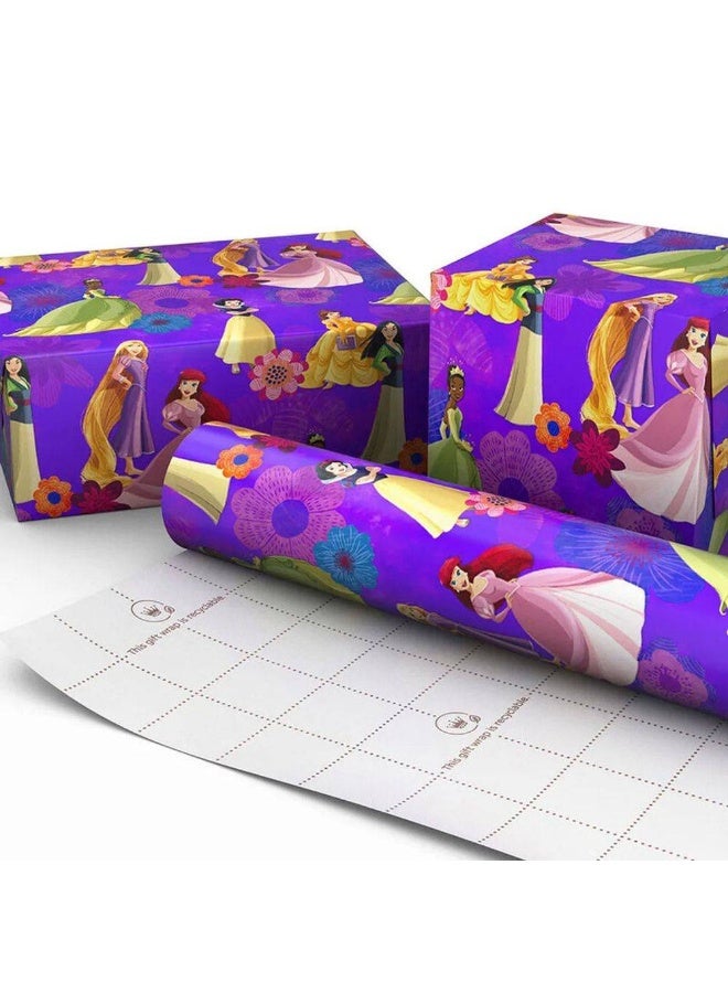 Hallmark Disney Princess Floral Gift Roll Wrap (2 m, Purple) - Image 3