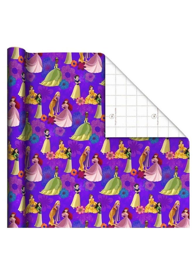 Hallmark Disney Princess Floral Gift Roll Wrap (2 m, Purple) - Image 1