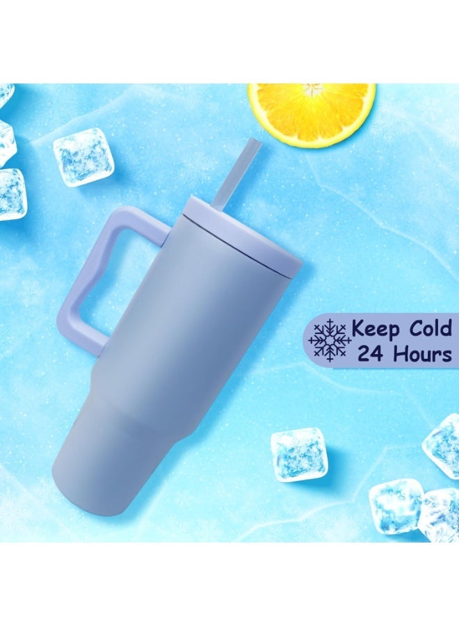 يو كيه آر كوب سفر معزول من الفولاذ المقاوم للصدأ سعة 40 أونصة من UKR بمقبض وقشة، زجاجة مياه ساخنة وباردة قابلة لإعادة الاستخدام، خالية من مادة BPA، ومقاومة للانسكاب، وتناسب حاملات الأكواب. - Image 4