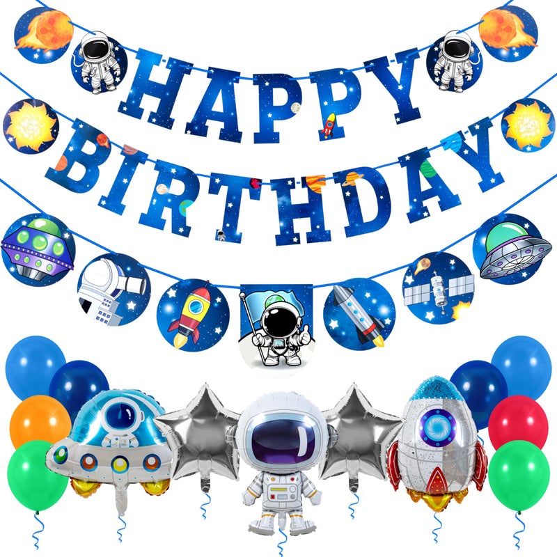 Pirese Space Birthday Decorations, Space Birthday Banner, Space Party Decorations | Astronaut Birthday Decorations | Galaxy Birthday Party Decorations | Outer Space Birthday Banner | Outer Space Party - Image 1