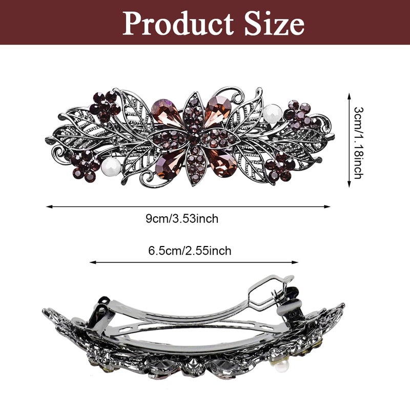 MAYCREATE 2Pcs Hair Accessories for Women Wedding Floral Hair Clips for Women Party Alloy Rhinestone Snap Barrettes Pin Stylish Gift for Woman Mothers Day Gift 35 inch - Image 2