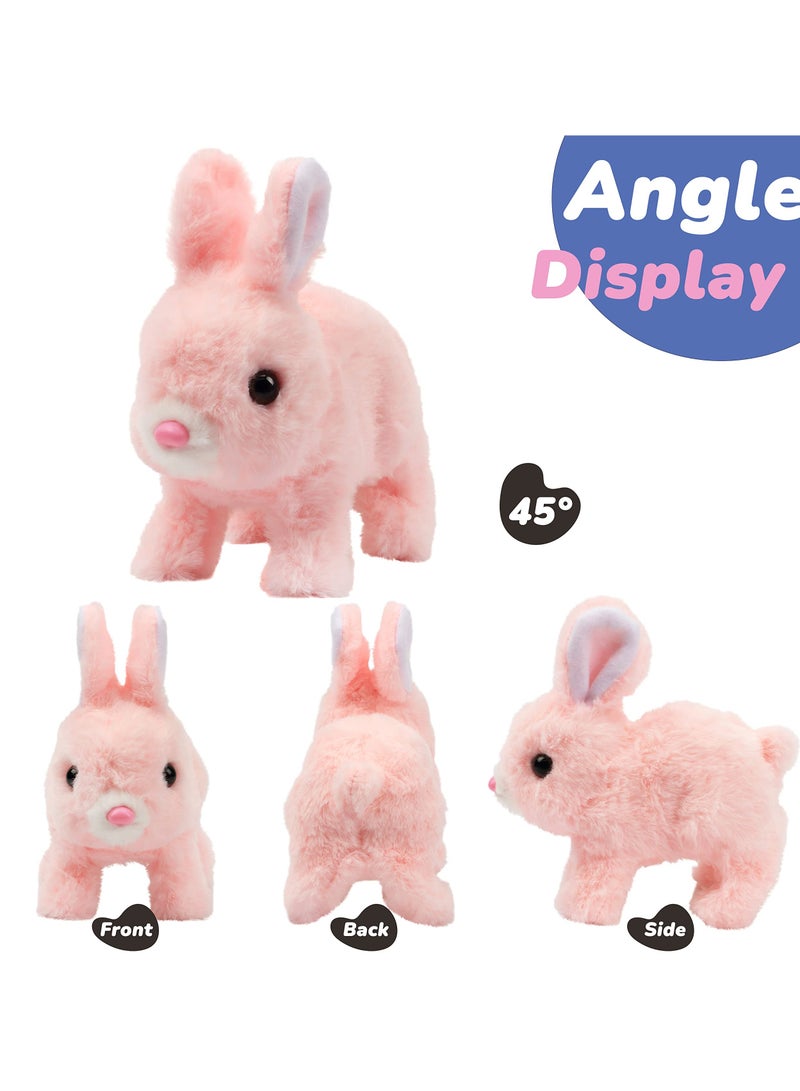 Mr. Penda Hopping Rabbit Interactive Electronic Pet, Plush Bunny Toy with Sounds and Movements Animated Walking Wiggle Ears Twitch Nose Gifts for Toddlers Birthday (Pink) - Image 3