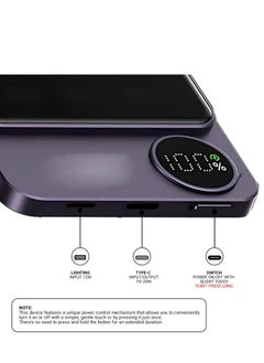 Lisen 2 in 1 Wireless Power Bank All Mobile Types Fast Charging 5000 mAh 20w With Digital Screen For MagSafe for iPhone and Andriod With Wire Battery Power bank Portable Fast Charger Pocket Size Purple  - Image 3