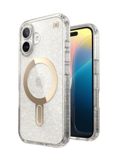 Speck Speck iPhone 16 Presidio Lux Glitter Magsafe with ClickClock- CLEAR/CLEAR /GOLD GLITTER  - Image 1