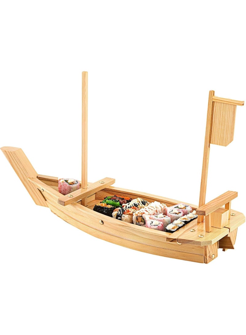 71CM Wooden Sushi Boat Serving Tray Japanese Sushi Plate for Restaurant Sushi Tray Wood Serving Boat Plate for Food Display Home Wedding Birthday Party