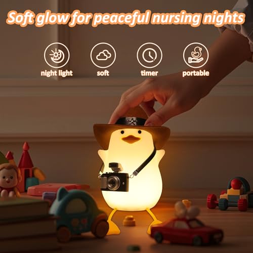 Anywin Duck Night Light for Kids, Cute Benson Ducks Gifts, Squishy Touch Silicone Animal Nursery Bedside Lamp Goose Gifts, Dimmer & Rechargeable, Birthday Gifts for Boys Girls Women Teens(Cowboy Duck) - Image 4