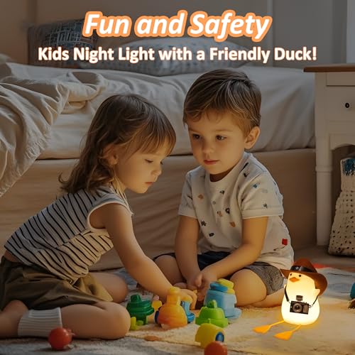 Anywin Duck Night Light for Kids, Cute Benson Ducks Gifts, Squishy Touch Silicone Animal Nursery Bedside Lamp Goose Gifts, Dimmer & Rechargeable, Birthday Gifts for Boys Girls Women Teens(Cowboy Duck) - Image 2