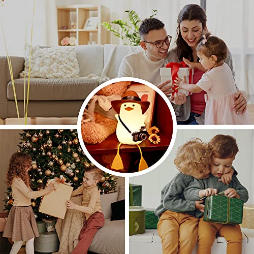 Anywin Duck Night Light for Kids, Cute Benson Ducks Gifts, Squishy Touch Silicone Animal Nursery Bedside Lamp Goose Gifts, Dimmer & Rechargeable, Birthday Gifts for Boys Girls Women Teens(Cowboy Duck) - Image 5