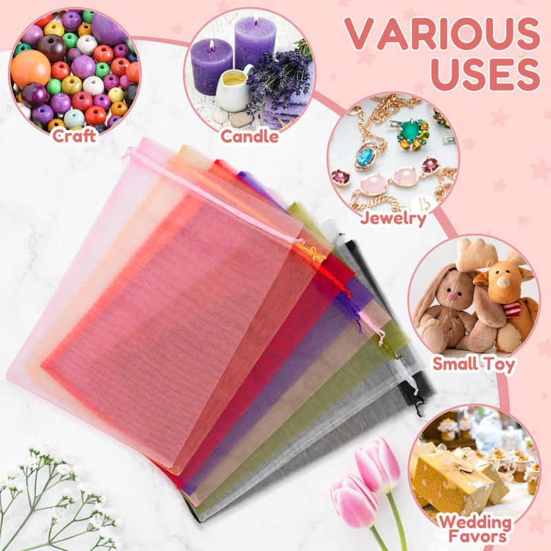 Crweety 50PCS Organza Bags 8x12 Large, Bulk Mesh Bags Drawstring Gift Bag for Wedding Favors Treats Goodie Sachet Jewelry Easter Candy, White Clear Gift Baggies Pouches for Birthday Baby Shower Party - Image 4