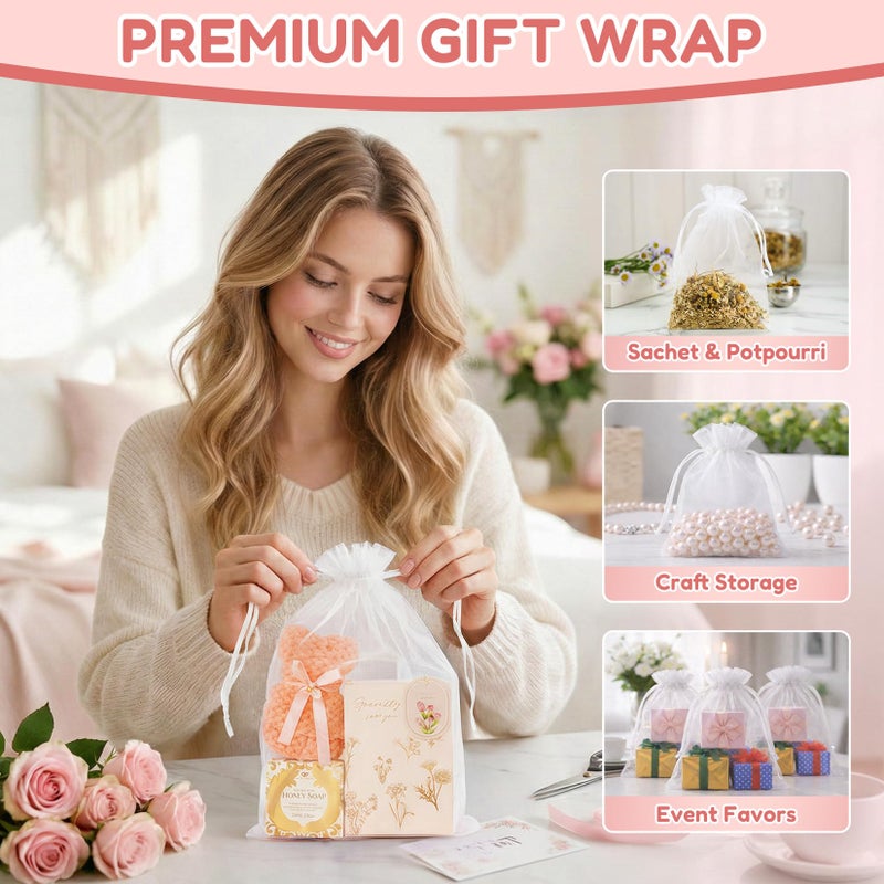 Crweety 50PCS Organza Bags 8x12 Large, Bulk Mesh Bags Drawstring Gift Bag for Wedding Favors Treats Goodie Sachet Jewelry Easter Candy, White Clear Gift Baggies Pouches for Birthday Baby Shower Party - Image 5
