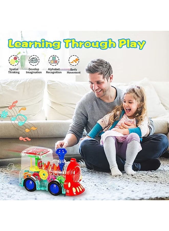 كيوومي ألعاب الأطفال مناسبة للأولاد والبنات الذين تتراوح أعمارهم بين 6 إلى 12 شهرًا، ألعاب القطار الكهربائي ذات الإضاءة الرائعة والمؤثرات الصوتية مثالية لهدايا عيد ميلاد الأطفال - Image 5