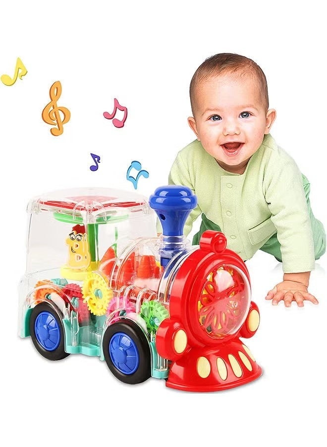كيوومي ألعاب الأطفال مناسبة للأولاد والبنات الذين تتراوح أعمارهم بين 6 إلى 12 شهرًا، ألعاب القطار الكهربائي ذات الإضاءة الرائعة والمؤثرات الصوتية مثالية لهدايا عيد ميلاد الأطفال - Image 1