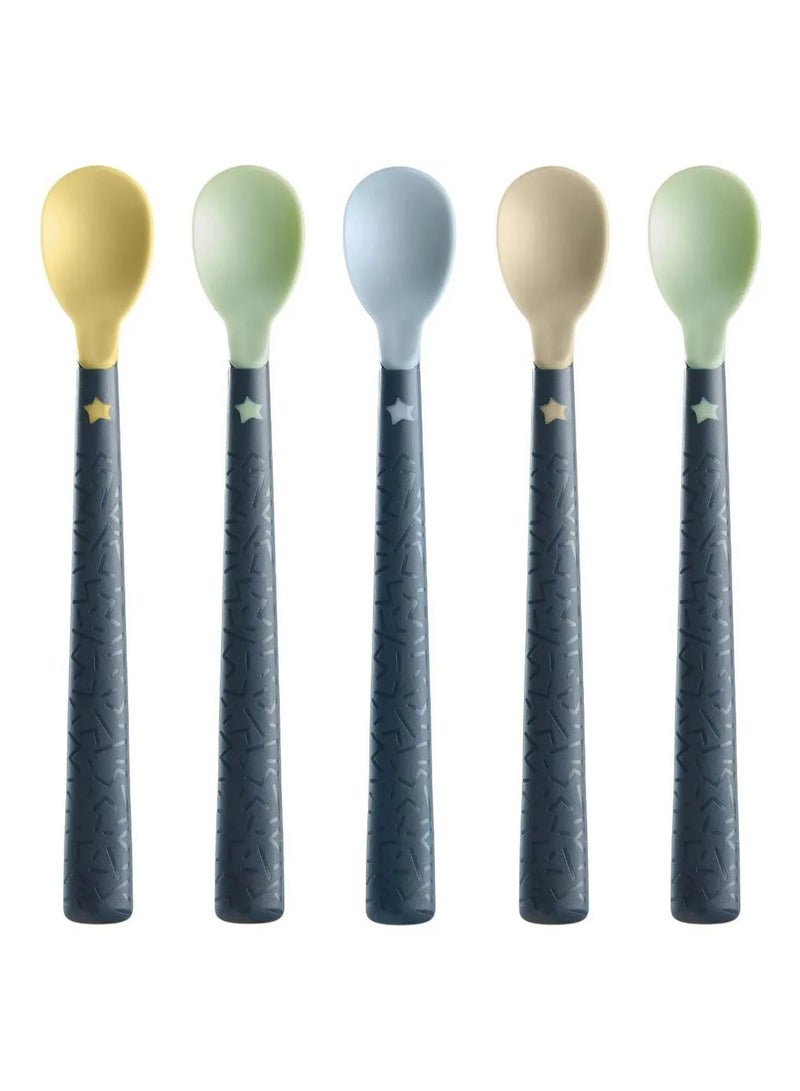 Tommee Tippee UK Tommee Tippee Softee Weaning Spoons 5-Pack, Anti-Microbial, Soft-Tip for Easy Feeding, BPA-Free for Ages 4M+