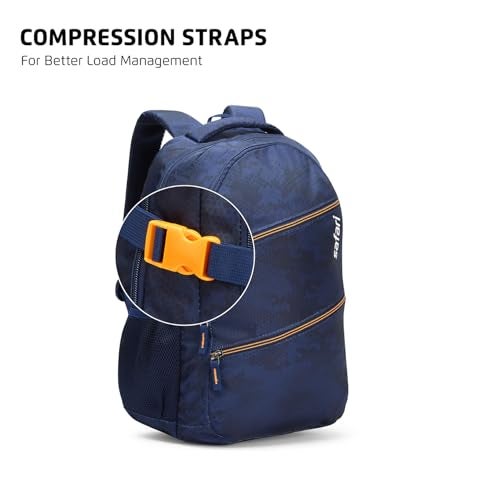Safari Omega Plus 30L Casual Laptop Backpack, 2 compartments, Raincover, Organizer, Full body print, Bottle holder, Front pockets Color- Blue - Image 3