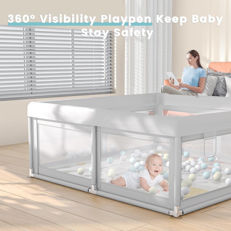 Hiaksedt Baby Playpen with Mat Small Playpen for Babies and Toddlers 50 x 50 inch Baby Fence Playards - Image 3