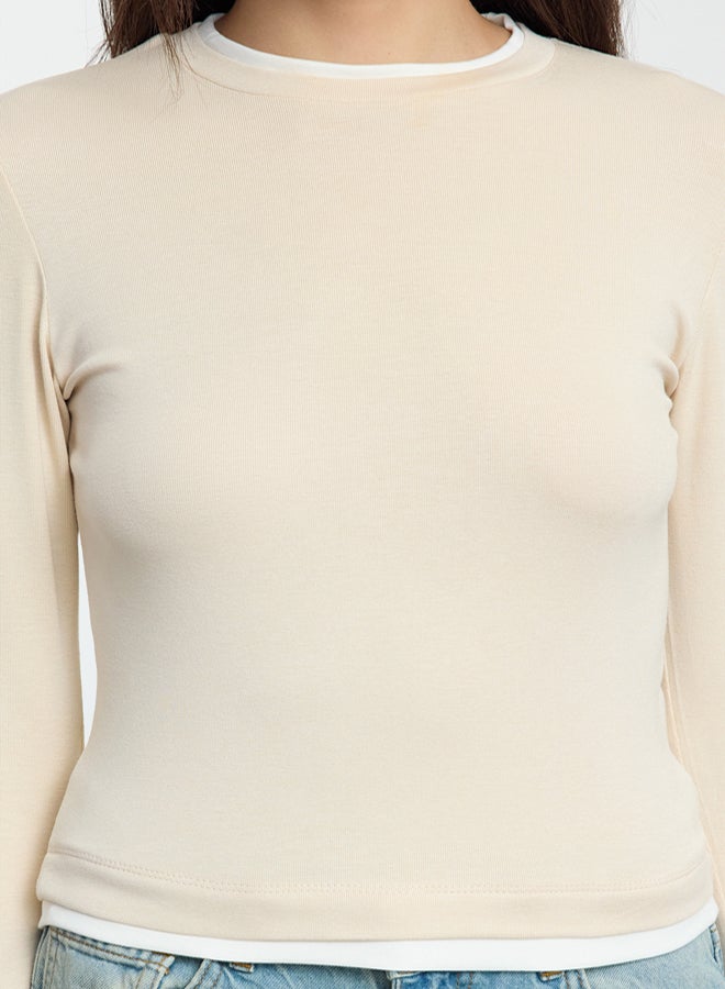 trendyol Stone Color Block Fitted/Body-Smooth Viscose/Soft Fabric Flexible Knitted Blouse TWOAW25BZ00114 - Image 4