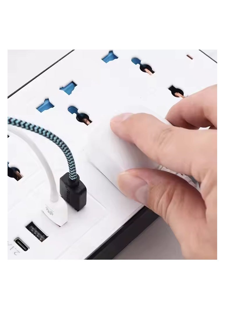 GLOBE GOODS - Universal Extension Lead with Multiple Function UK Plug 3 Pin Socket Outlet with 6 Gang 3, USB Port 1 Type-C Port,1.8M Electric Socket Mains Strip for Home Kitchen and Office(White) - Image 1