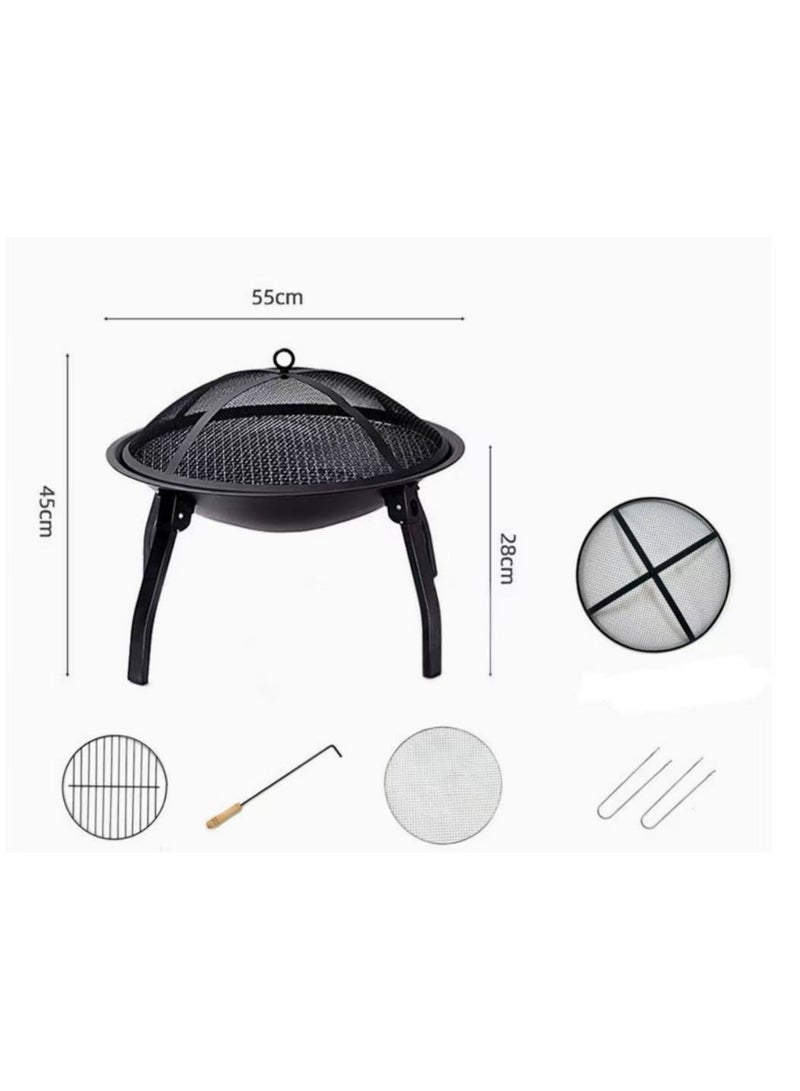 فلوينغ حفرة نار خارجية محمولة بأرجل قابلة للطي 54 × 54 × 44.5 سم - Image 3