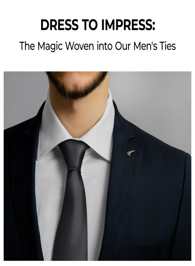 Man of Men طقم ربطة عنق رجالية مع منديل جيب، ربطات عنق رجالية عالية الجودة، ربطات عنق رجالية للرجل العصري، طقم ربطات عنق رجالية، ربطات عنق رجالية، أسود، مقاس واحد - Image 2