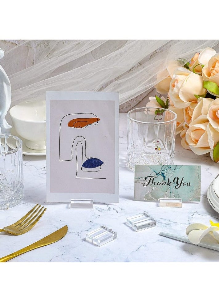 ELFSA - 20 Pieces Clear Card Display Stand Acrylic Stands Place Card Holders Table Number Stands Suitable for Table Wedding Photos Menu and Meeting - Image 1
