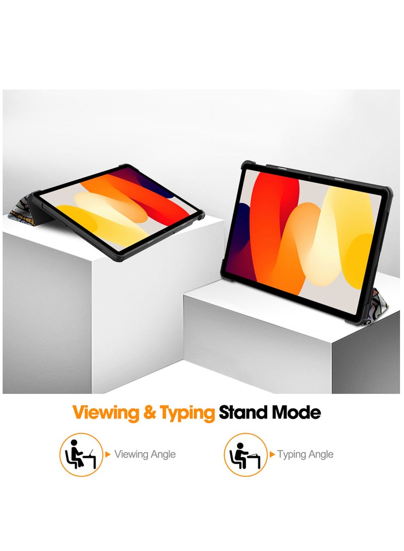 Case for Redmi Pad SE 11 Inch PU Slim Cover with Auto Sleep/Wake up Hard Trifold Stand Cover Case for Redmi Pad SE (Polychrome)  - Image 3