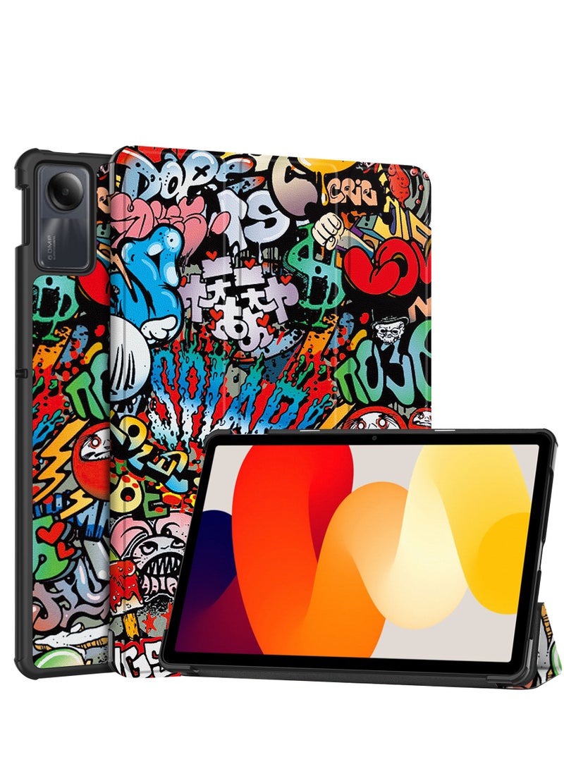 Case for Redmi Pad SE 11 Inch PU Slim Cover with Auto Sleep/Wake up Hard Trifold Stand Cover Case for Redmi Pad SE (Polychrome)  - Image 1