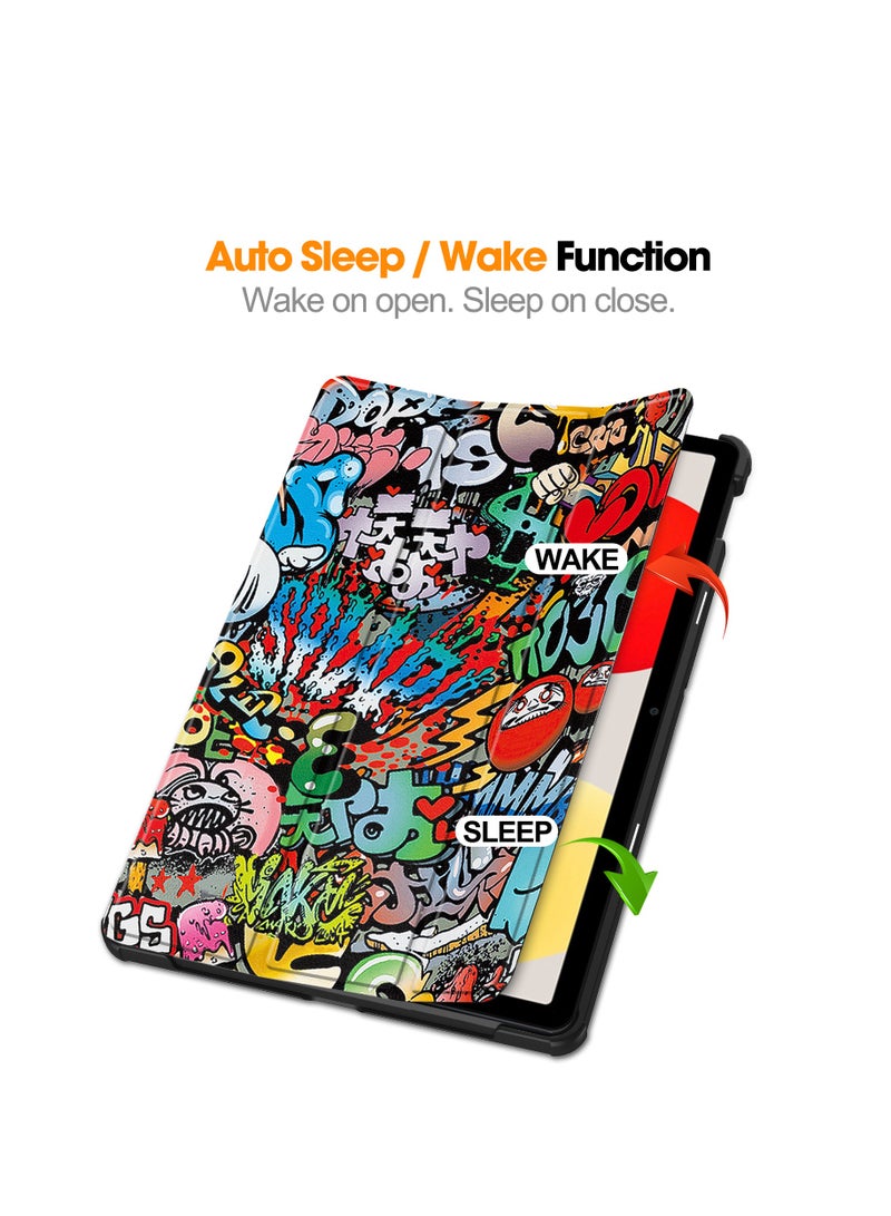 Case for Redmi Pad SE 11 Inch PU Slim Cover with Auto Sleep/Wake up Hard Trifold Stand Cover Case for Redmi Pad SE (Polychrome)  - Image 2