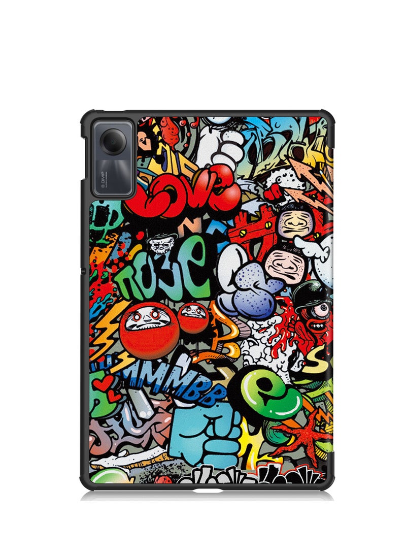 Case for Redmi Pad SE 11 Inch PU Slim Cover with Auto Sleep/Wake up Hard Trifold Stand Cover Case for Redmi Pad SE (Polychrome)  - Image 4
