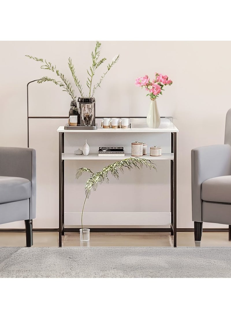 AGD - Coffee corner table, console entrance table, to arrange and organize your needs - white / black - Image 1