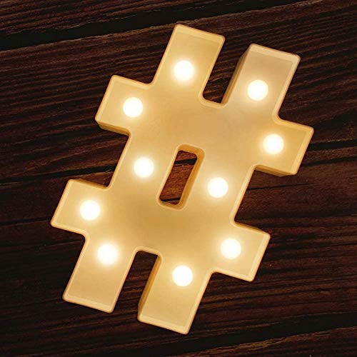 MIRADH LED Marquee Letter Lights Sign; Light Up Alphabet Letters for Wedding Birthday Party Christmas Home Bar Decoration; Warm White (Symbol-#) - Image 1