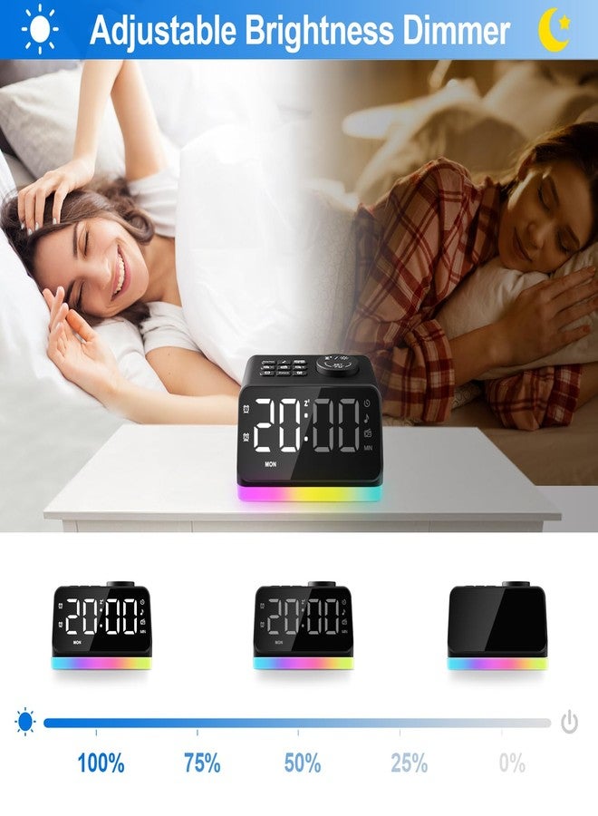 JALL Digital Alarm Clock with FM Radio for Bedroom, 8 Colors Night Light with Charging Port, Sleep Sound Machines with Timer, Dual Alarm (Black with RGB Font) - Image 5