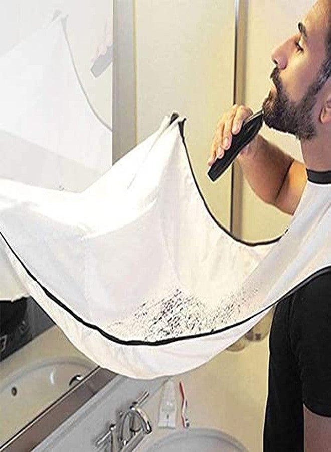 STACKRAID Beard Bib Hair Catcher Apron - Beard Hair Catcher and Grooming Apron for Men Shaving | Comes with 2 suction hooks | WHITE - 1 - Image 1