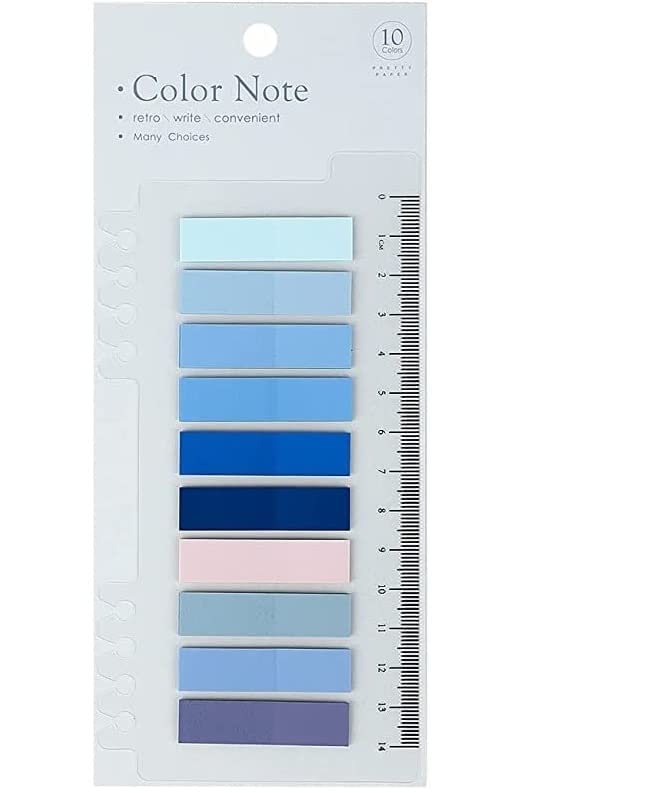 LUPINEZ Index Tabs Sticky Notes with Ruler Color Sticky Tabs for Notebook, Books, PET Material Page Tabs Sticky Flags File Index Tabs Office Stationery (10 Color Sticky Note) - Image 1