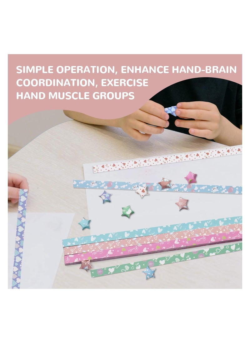 Generic - 3240 Sheets Origami Stars Paper Strips DIY Hand Crafts Heart Lucky Colorful Star 8 different styles Decoration Folding Paper for Arts Crafting Supplies, School Teaching, Heart B - Image 1