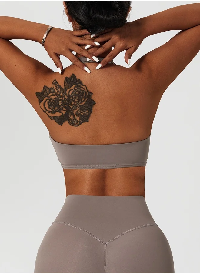 كون.يوغا KAWN YOGA Womens Open Back Sports Bra - Padded Low Impact Workout Yoga Bra with Removable Built in Bra