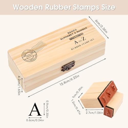 Opvixi 42 Pcs Letter Stamps, Rubber Stamps Alphabet Stamps, Wooden Stamps Number Alphabet Letter Symbol Set for DIY Crafting, Scrapbooking Supplies, Card Making - Image 2