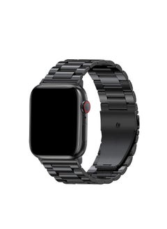 ten.tech Metal Band Compatible with Apple Watch 49mm/45mm/44mm/42mm, Stainless Steel Watch Band for iWatch Series 1/2/3/4/5/6/7/8/SE/Ultra/Ultra 2 Tin Tick – black  - Image 1
