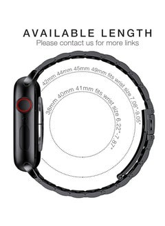 ten.tech Metal Band Compatible with Apple Watch 49mm/45mm/44mm/42mm, Stainless Steel Watch Band for iWatch Series 1/2/3/4/5/6/7/8/SE/Ultra/Ultra 2 Tin Tick – black  - Image 2