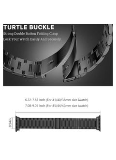 ten.tech Metal Band Compatible with Apple Watch 49mm/45mm/44mm/42mm, Stainless Steel Watch Band for iWatch Series 1/2/3/4/5/6/7/8/SE/Ultra/Ultra 2 Tin Tick – black  - Image 4
