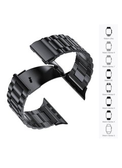 ten.tech Metal Band Compatible with Apple Watch 49mm/45mm/44mm/42mm, Stainless Steel Watch Band for iWatch Series 1/2/3/4/5/6/7/8/SE/Ultra/Ultra 2 Tin Tick – black  - Image 3