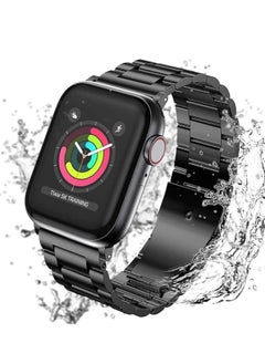 ten.tech Metal Band Compatible with Apple Watch 49mm/45mm/44mm/42mm, Stainless Steel Watch Band for iWatch Series 1/2/3/4/5/6/7/8/SE/Ultra/Ultra 2 Tin Tick – black  - Image 5