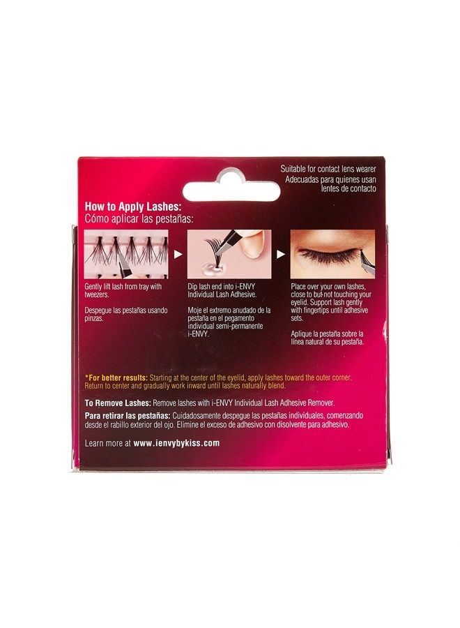 KISS iENVY Knotted Individual Lash Ultra Black (Long) 2X Volume 4 Trays Multi Pack 280 Lashes Voluminous Glamorous Look - Image 2