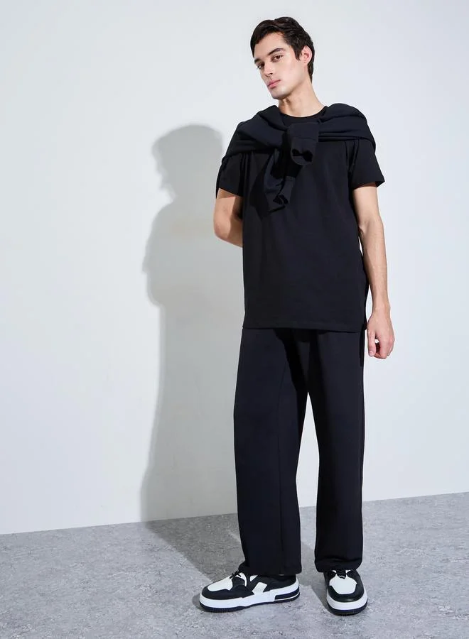 ستايلي Men Black Crew Neck Regular Fit T-Shirt