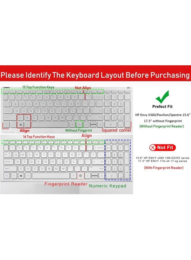 iKammo Keyboard Cover Skin Compatible 15.6 inch HP Pavilion x360 15-BR075NR / HP Pavilion 15-BS 15-BW 15-CC 15-CB 15-CD/HP Envy x360 15M-BP 15M-BQ,17.3 HP Envy 17M 17-BS Keyboard Covers (Omber Purple) - Image 2