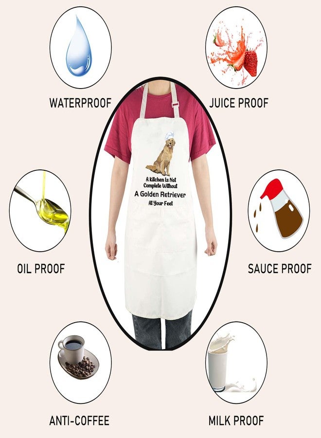 LEVLO Golden Retriever Kitchen Apron Golden Retriever Owner Kitchen Decor for Dog Dad Mom (Golden Retriever -W) - Image 3