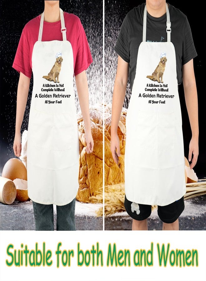 LEVLO Golden Retriever Kitchen Apron Golden Retriever Owner Kitchen Decor for Dog Dad Mom (Golden Retriever -W) - Image 4