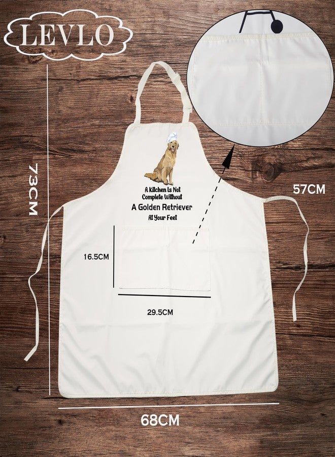 LEVLO Golden Retriever Kitchen Apron Golden Retriever Owner Kitchen Decor for Dog Dad Mom (Golden Retriever -W) - Image 2