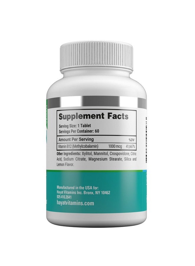 HAYAT Vitamins Vegan Natural Vitamin B12 1000 MCG, Dietary Supplement for Energy Metabolism Support, 2 Month Supply, All Natural, Certified Halal, 60 Tablets, Made in The USA - Image 3