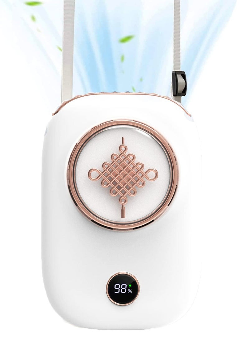 Excefore Mini Hanging Neck Fan Portable Eyelash Fan Necklace Fan with Adjustable Lanyard and Bracket USB Rechargeable Hands Free for Women Kids Girls Men Outdoor Travel Camping  - Image 1